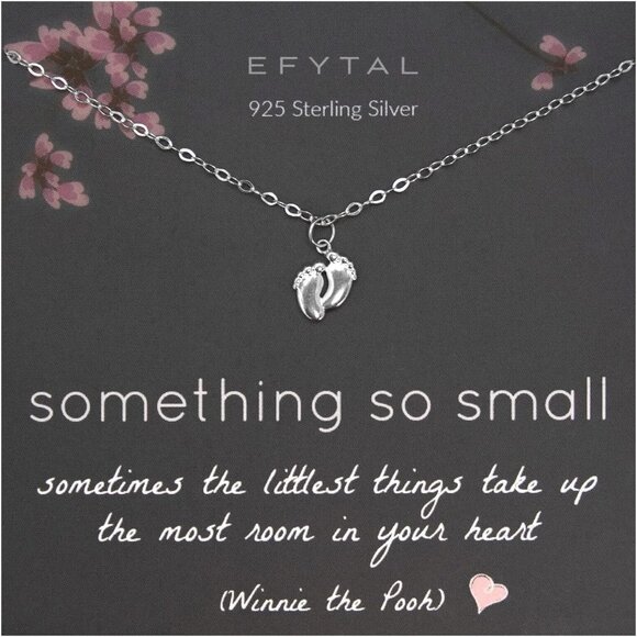 925 Sterling Silver Tiny Feet Necklace for New Mom - Baby Shower Gift